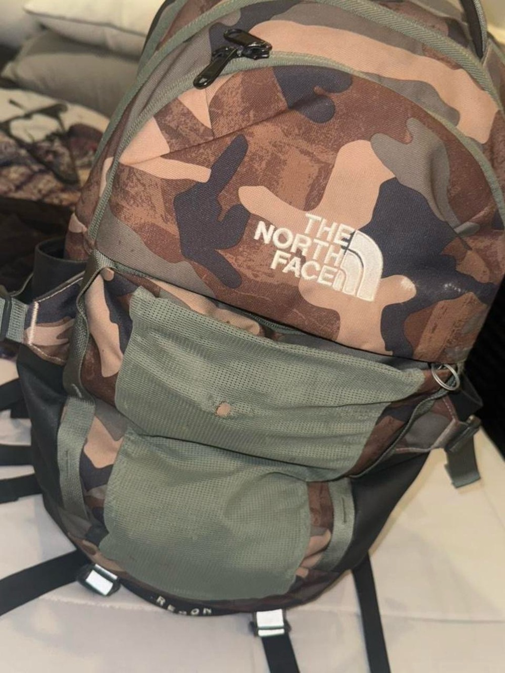 The North Face Camo Backpack in Green and Brown